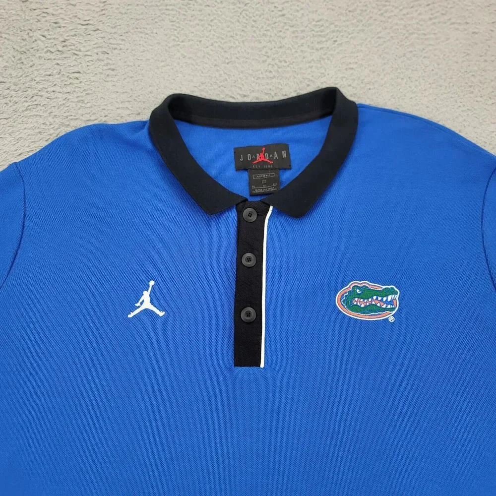 Jordan Shirt Mens XL Blue‎ Jumpman Polo Florida Gators NCAA Football Outdoors